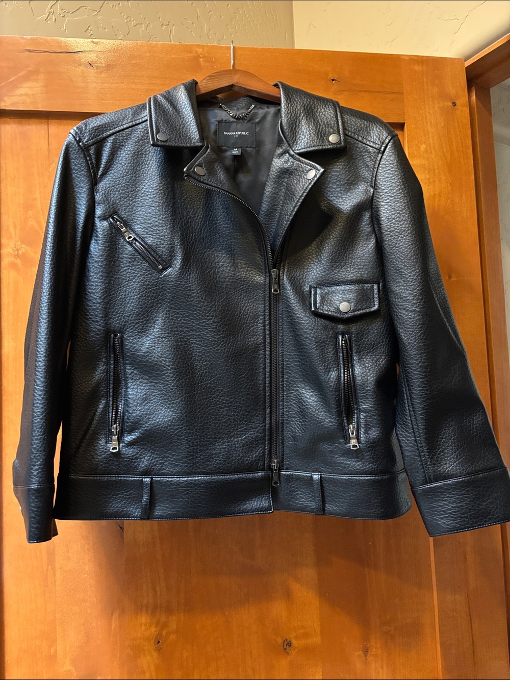 Banana Republic Black Faux Leather Biker Jacket